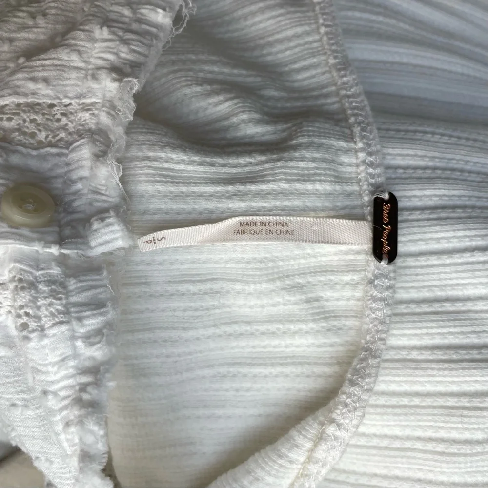 Free People White cotton lace Square-Neck Ribbed Long-Sleeve Top - Picture 7 of 7